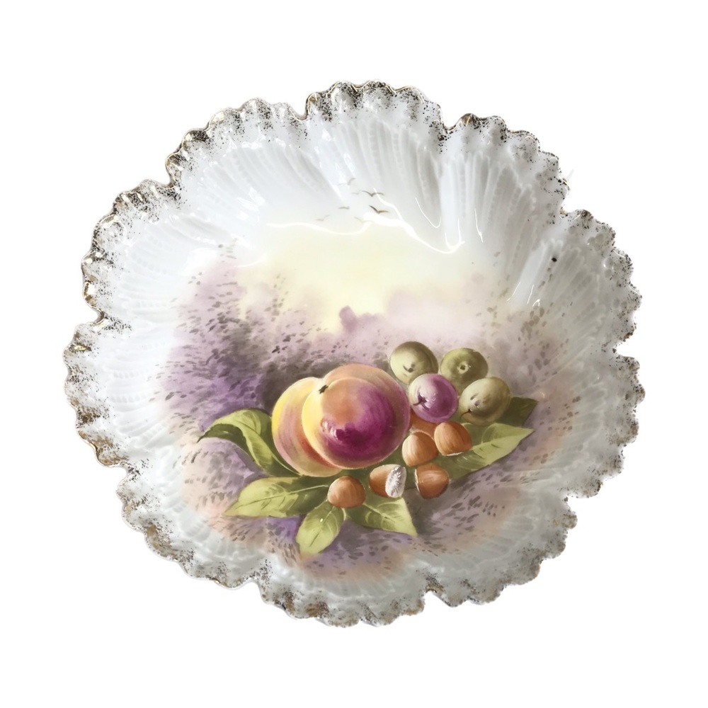 WG & Co. Limoges Porcelain Hand Painted Fruit Centerpiece Serving Bowl ‎ 11"